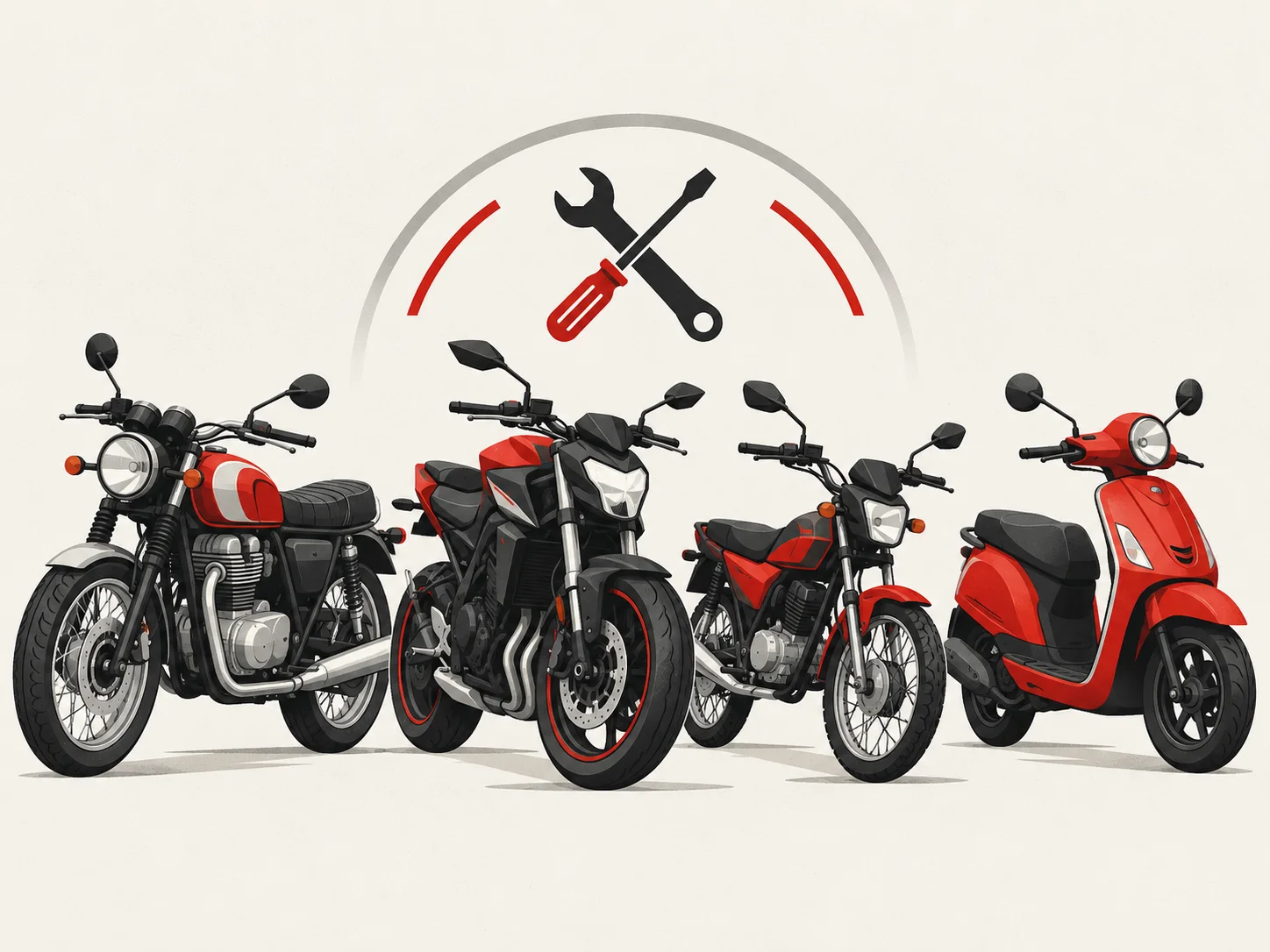 Illustration de plusieurs catégories de motos prises en charge