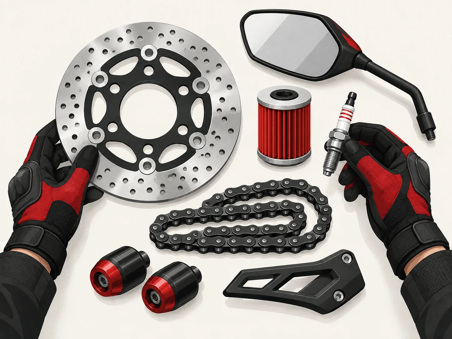Illustration de pièces et accessoires pour moto